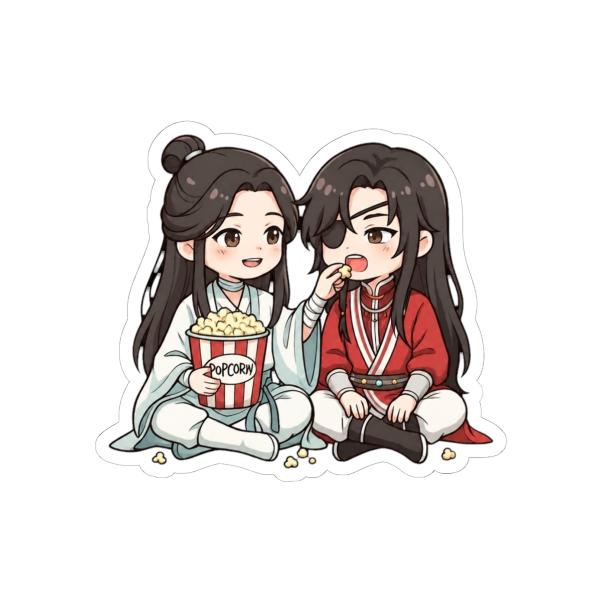 Cute TGCF chibi couple eating popcorn | Heaven Official's Blessing (TGCF)